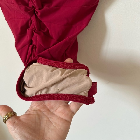 Karla Colletto Banded Lace Up One Piece Swimsuit In Wine Red Size 10 US 6 - Picture 6 of 10